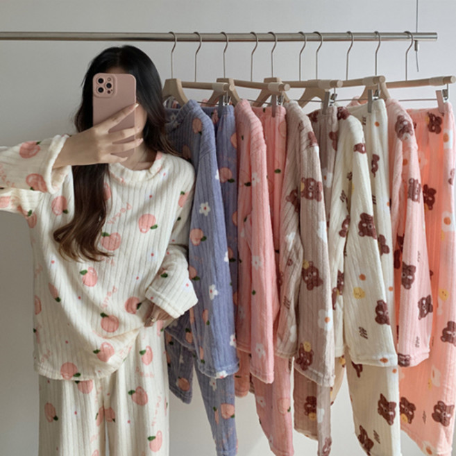 벨라미티나 겨울 극세사 수면 잠옷 상하세트