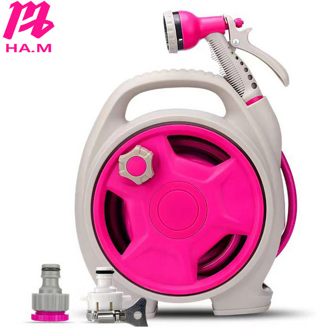 HA.M 물 호스릴 세차 호스 정원 분무기호스 분사기 워터릴 15m, 레드, 1개