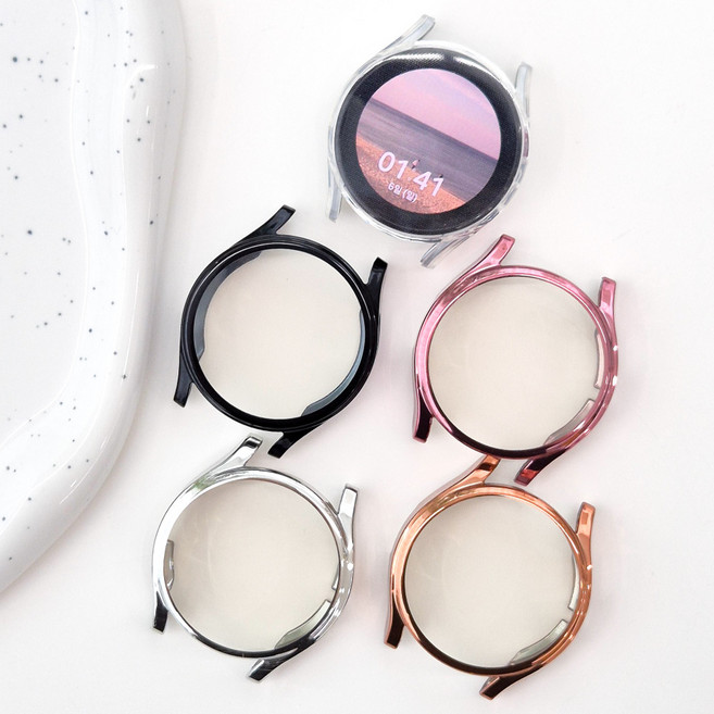 영스피플 갤럭시워치6 5 4 호환 TPU 풀커버 케이스 40 44 45 43 47 프로 클래식 소프트 보호 범퍼 프레임, 45mm (워치5 프로), 로즈골드