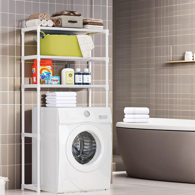 더 풀 세탁기 건조기 위 선반 수납 받침대 랙, 3단, 화이트