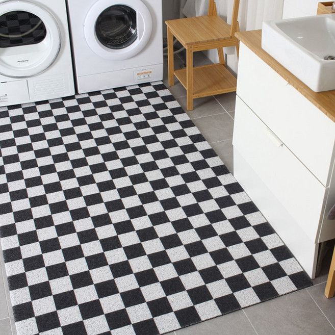 CLEAN UP 그래서만든매트 패턴 코일 현관매트 베란다 발코니 현관용 업소용 바닥 아파트입구 롤 DIY, 1개, 60x90 / 118.뉴체커보드-오렌지