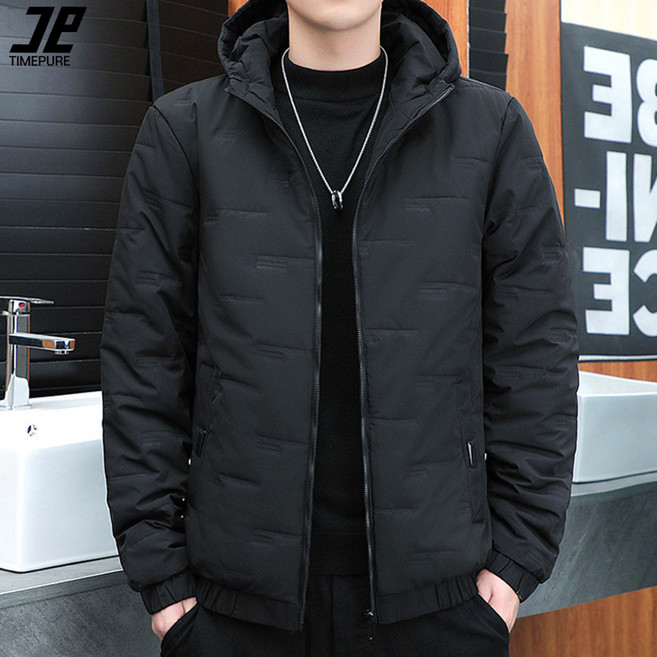 TIMEPURE 남성 후드 누빔 경량 패딩 점퍼 겨울 가을 도톰한 충전재 숏패딩 자켓 방한 데일리점퍼