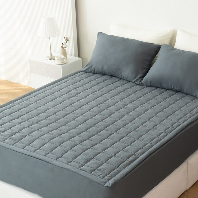 코팅블루 먼지없는 알러지케어 고정밴드 누빔 침대패드, 03.챠콜