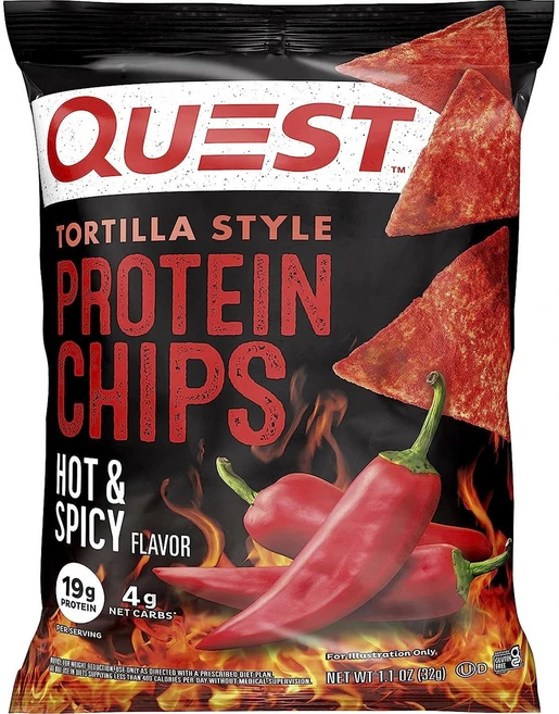 퀘스트뉴트리션 토르티야 스타일 프로틴 칩 핫 & 스파이시 맛, 1개, 32g - 쿠팡