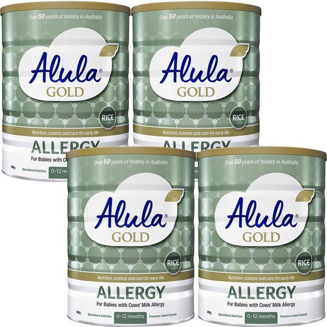 호주 알룰라 Alula Allergy Rice 0-12개월 골드 알러지 라이스 쌀 인펀트 아기 분유, 4개, 800g