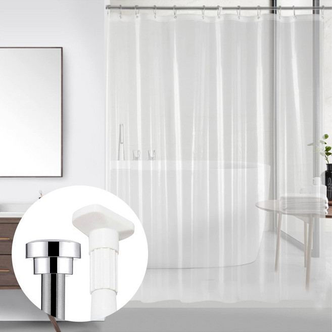 욕실 샤워커튼+커튼봉 세트 욕조 투명 방수 커튼 가림막 180x180, 올스텐압축봉 WSB-S160