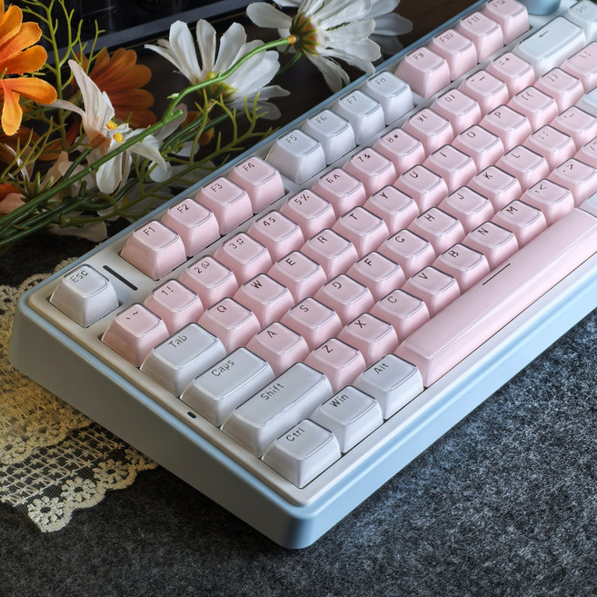 화이트 핑크 젤리 키캡 MDA 프로필 PC 2색 사출 성형 반투명 크리스탈 키캡 DIY 기계식 키보드, Pink White