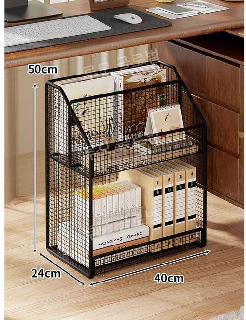 루모 이동식 북카트 철제 책꽂이 북트롤리, 3. 검은색 2단(계단식)-바퀴X