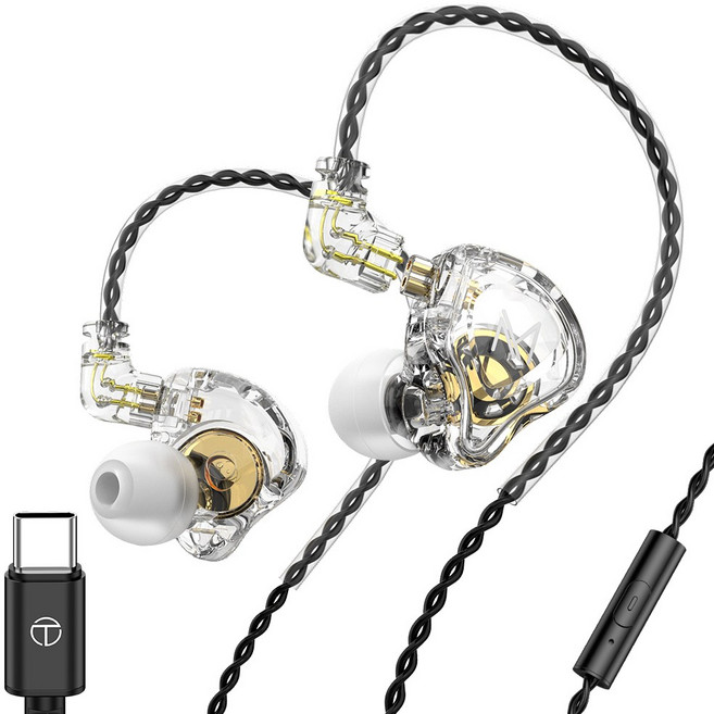 TRN MT1 C타입 유선 인이어 이어폰 마이크 있음, 클리어화이트(마이크있음), 클리어화이트_TRN-MT1