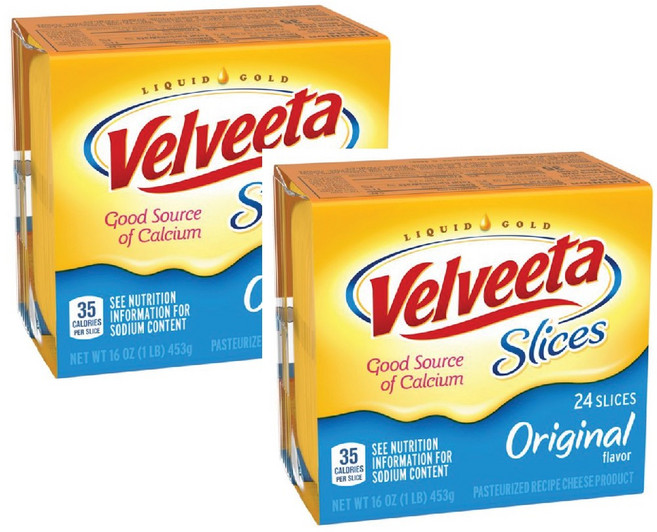 2개세트 벨비타 오리지널 치즈 슬라이스 24개입 Velveeta Cheese Slices, 2개, 453g