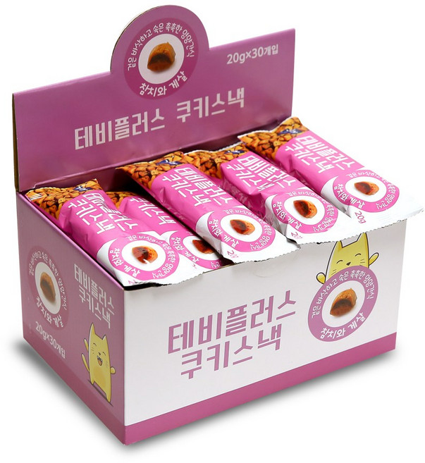 테비플러스 쿠키스낵 고양이간식, 참치와 게살, 30개