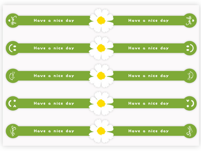 도시락 띠지 샌드위치 샐러드 포장 스티커 5종 세트, 50매, 그린데이지