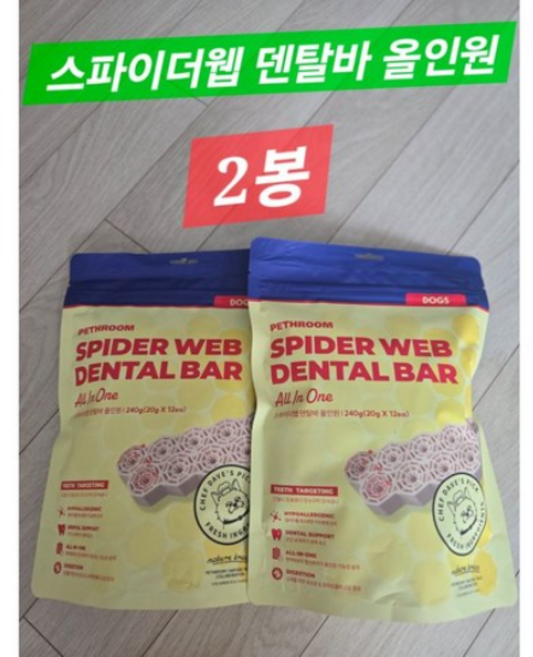 페스룸 강아지 스파이더웹 덴탈바 올인원 12p, 오리고기, 240g, 2개
