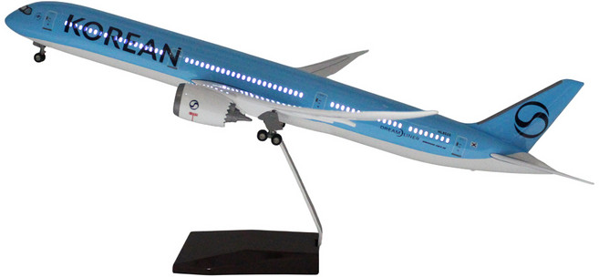 JJC LED 조명기능 포함 비행기 모형 45~ 47cm 다이캐스트 1:160 장식용 특대형 대한한공 아시아나 모형항공기, 1개, 47cm 신도장 대한한공 B787