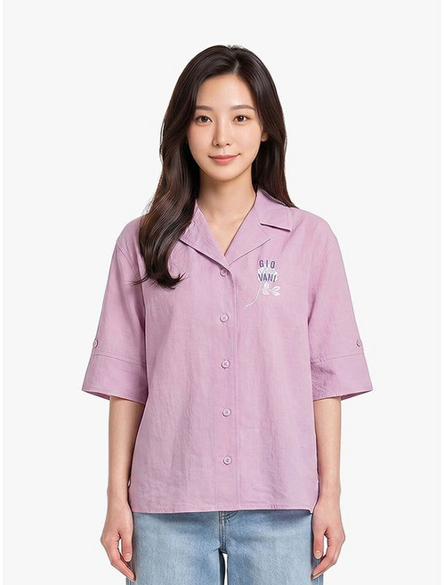 크로커다일레이디 플라워 카라 풀오픈 셔츠형 블라우스 CLEMBL127