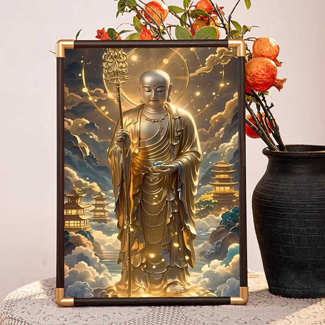 지장보살 사진 액자 금전 행운 건강 행복 장수 기원, 1개, 14호  레드코지컬러  A4(24x33cm)