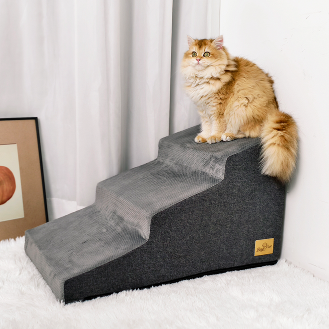 BingoPaw 강아지 계단 논슬립 스텝 높은 계단 애견스텝 차양계단 PU스펀지, 그레이, 1개