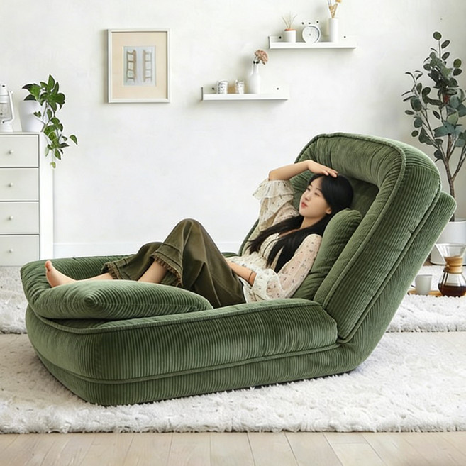 쿠리브 거실 1인용 소파 침실용 쇼파겸용 침대 쿠션형 접이식 소파베드, 그린 A