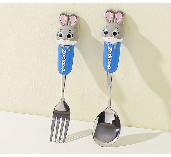 주토피아 캐릭터 스푼 포크세트 숟가락 어린이 유아 키즈 수저세트, 1세트, 스푼포크, 주디