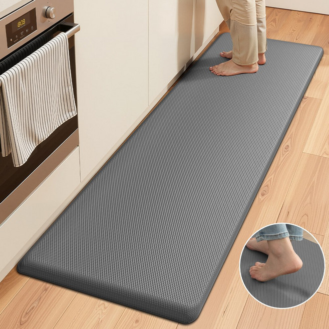 DEXI 다용도 매트 대형 쿠션 pvc 주방매트 싱크대 방수 특대형 미끄럼방지 주방 발매트, 그레이, 1개