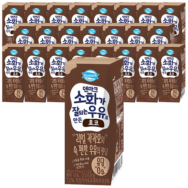 덴마크 소화가 잘되는 우유로 만든 초코, 190ml, 24개