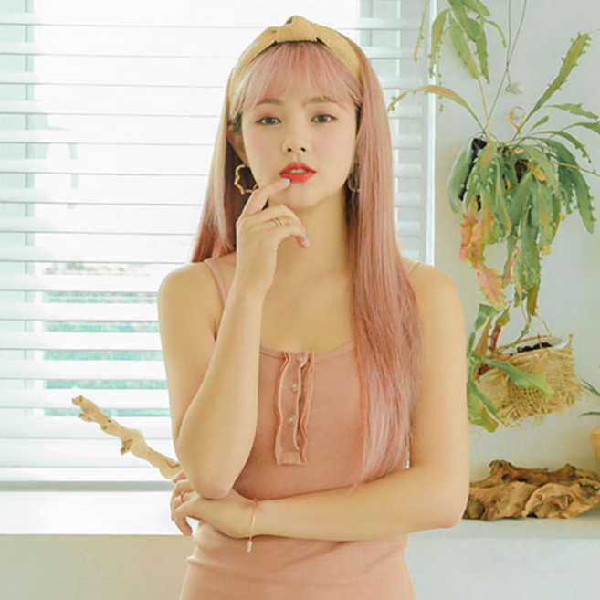 가발매니아 조이 68cm 더 썸 위그 통가발 (하이소프트사), 1개, 애쉬로즈핑크(뿌염)