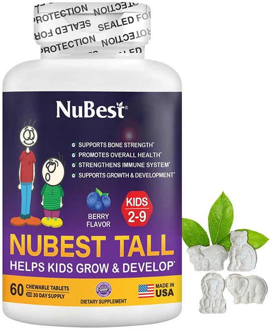 NuBest Tall Kids 누베스트 톨 키즈 60정 어린이 키성장 미국 프리미엄 영양제 2~9세 칼슘 비타민D 성장발달, 1개 - 쿠팡