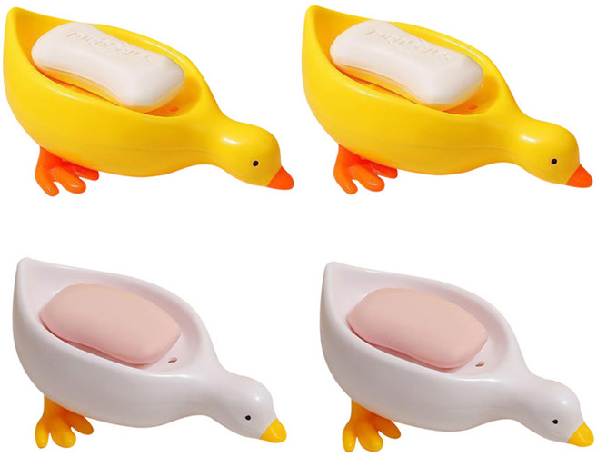 투데이리빙 4개입 세트 오리 물빠짐 비누 받침대 욕실 세수 비누각 논슬립 물빠지는 주방 다용도 귀여운 비누곽, 4개, R89197A(옐로우+화이트