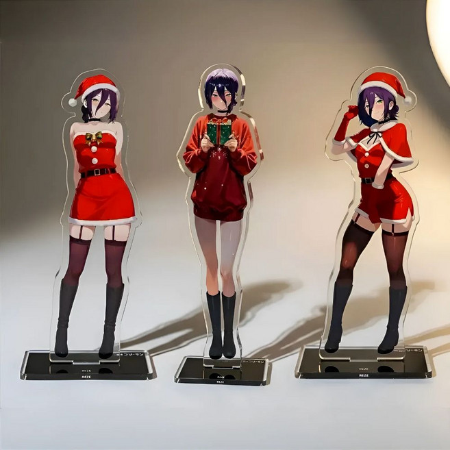 체인소맨 크리스마스 레제 프리미엄 아크릴 스탠드 3종 하이엔드 양면접합 아크릴스탠드 피규어 체인소맨 굿즈 설맞이 선물용, 3개, 혼합색상