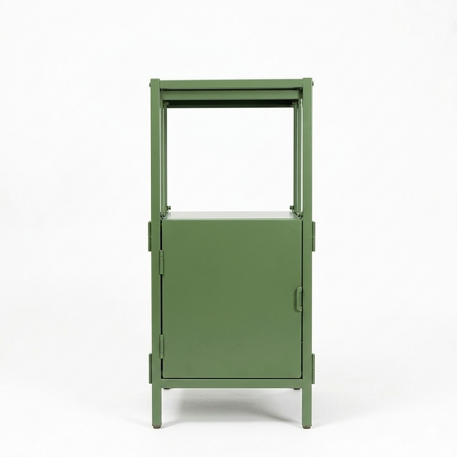 폴딕스 004 미니 캐비넷 2단 철제 캐비닛 사무실 보관함 사물함 락커룸 수납장, 그린(ISC3576)
