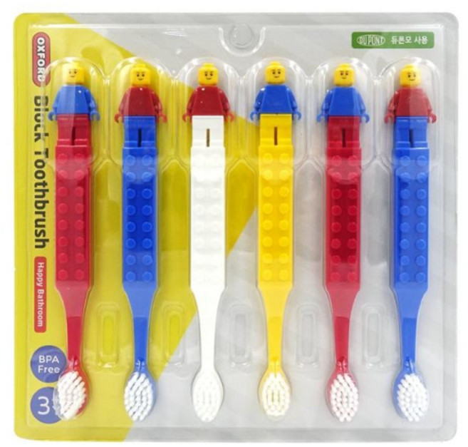 옥스포드 블럭 유아칫솔, 레드 + 블루 + 옐로우 + 화이트, 1세트, 6개입