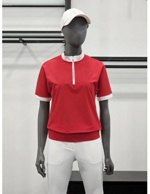 볼빅 여성 반집업 하이넥 가오리핏 반팔 티셔츠 VLTSP308_RE 레드