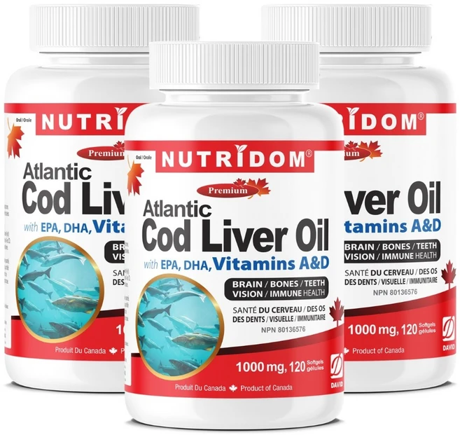 (3병) 뉴트리돔 아이슬란드 프리미엄 대구간유 코드리버오일 1000mg 비타민A 비타민D 함유 120소프트젤 캐나다 직구, 3개, 120정 - 쿠팡