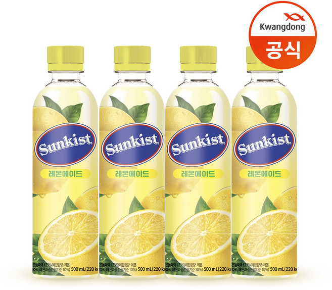 썬키스트 레몬에이드 500ml, 광동 썬키스트 레몬에이드 500ml 24입, 24개
