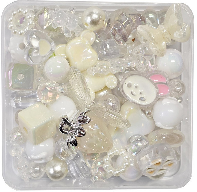 체리아트 프리미엄 스쿱 디자인 비즈공예 DIY 재료 파츠 세트, 1개, 화이트