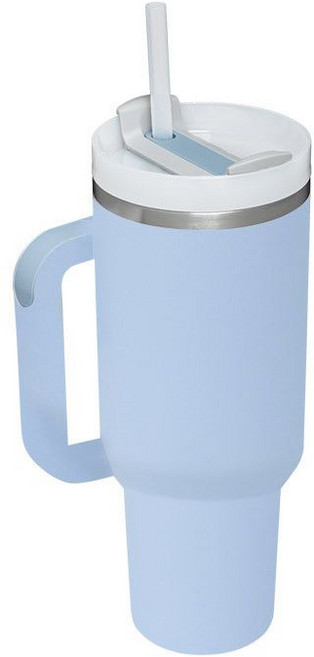 VACUUM 保溫冰霸杯 手柄吸管杯, 藍色, 1個, 1200ml