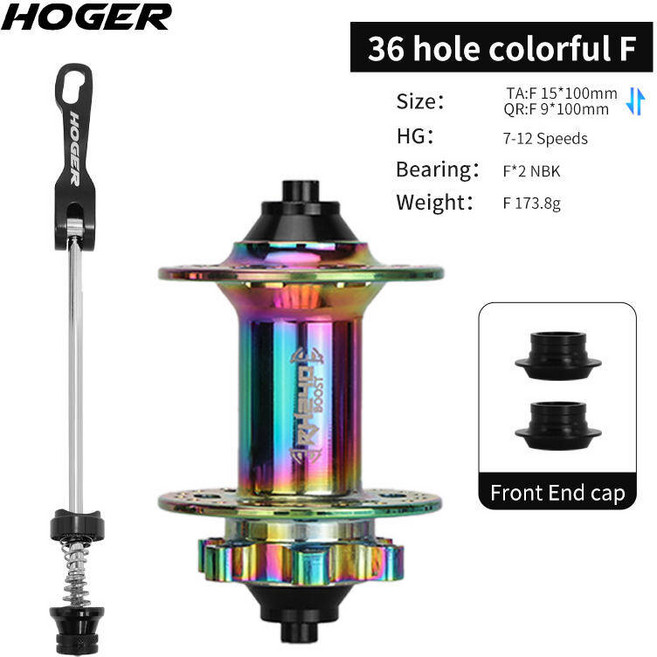 교환 120 36 HG 홀 디스크 액슬 산악 브레이크 스루 6 QR 전면 링 클릭 자전거 허브 32 HOGER 후면 MTB, 36H Colorful QR TA F, 1개