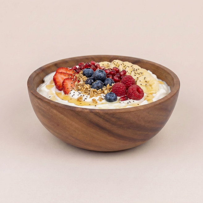 13cm 아카시아 우드 샐러드 볼 시리얼 그릭 요거트 포케 비빔밥 쌈채소 그릇 보울, 1개, 나무