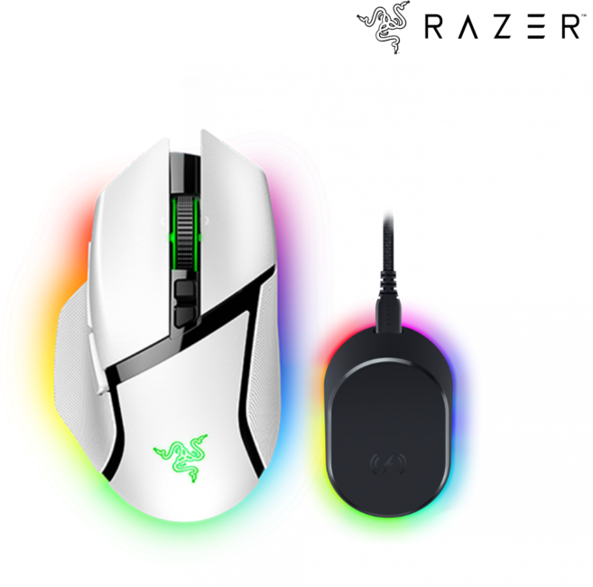 레이저코리아 바실리스크 V3 PRO 35K 무선충전팩 White 무선 게이밍마우스, 화이트