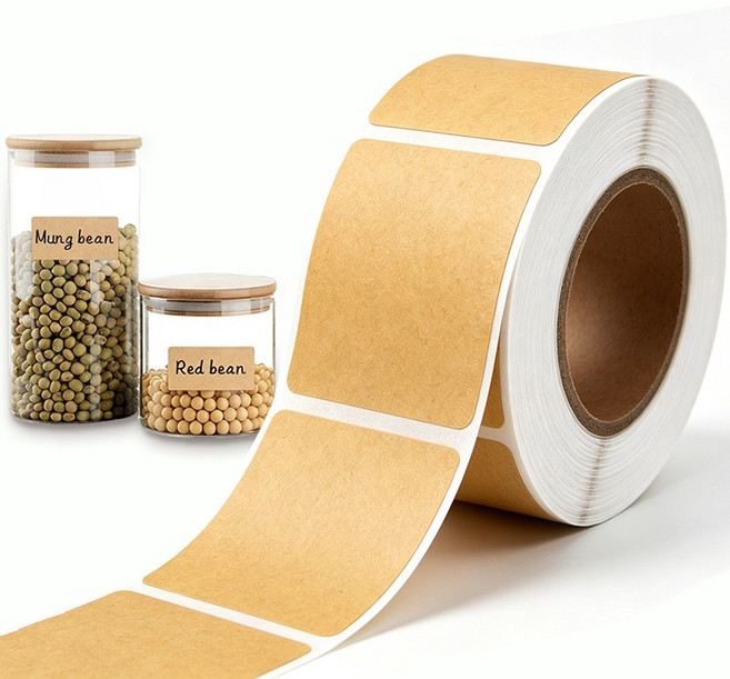 LINJIN 크라프트지 사각 라벨 네임 스티커 양념스티커, 1개, 320개입