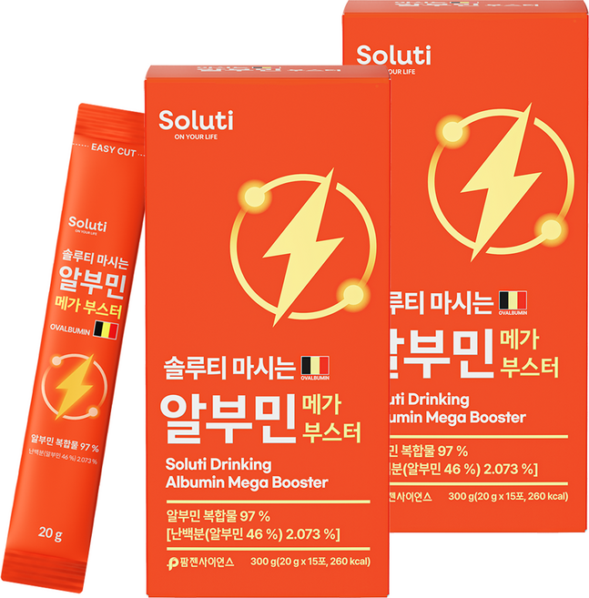 솔루티 마시는 알부민 메가 부스터 프리미엄 고함량 흡수빠른 HACCP, 300g, 2박스