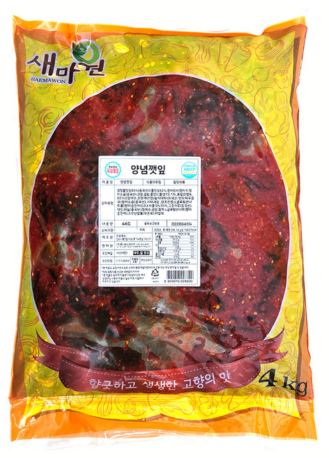 새마원 HACCP 양념깻잎 깻잎김치, 4kg, 1개