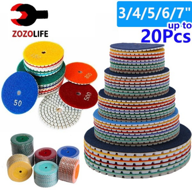 화강암 석재 콘크리트 대리석 샌딩 연삭 디스크용 다이아몬드 패드 습식 및 유연한 1-20 개 3 인치 4 5 6 7, 03 5Pcs, 04 6 inches, 06 300, 1개
