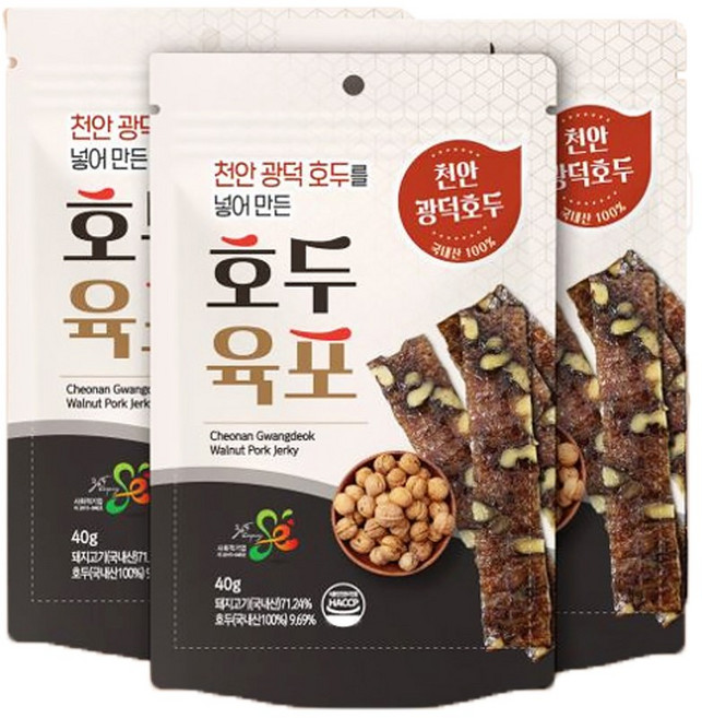 천안 호두육포 3봉 120g (8g x 15개), 3개