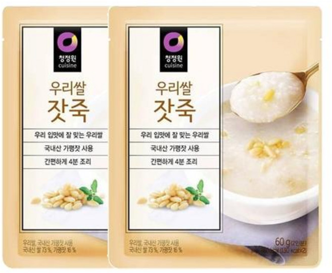 우리쌀 잣죽 청정원, 60g, 2개