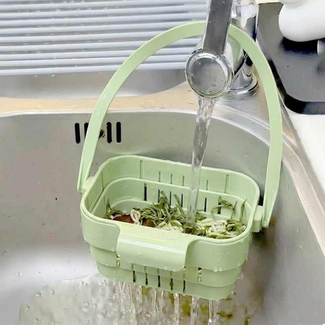 깔끔더하기 주방 대형 음식물 거름망 물빠짐 바구니, 1개, 그린