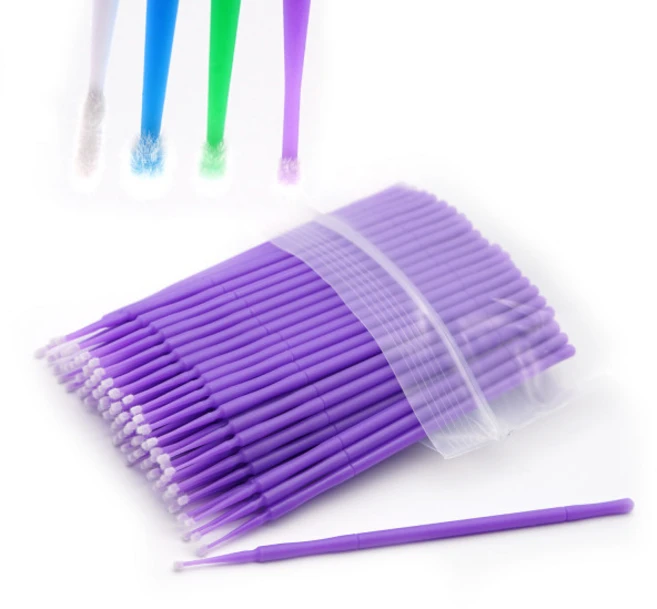 마이크로 브러쉬 속눈썹 연장재료 (1봉100개), 1개, 퍼플(초미세) - 쿠팡