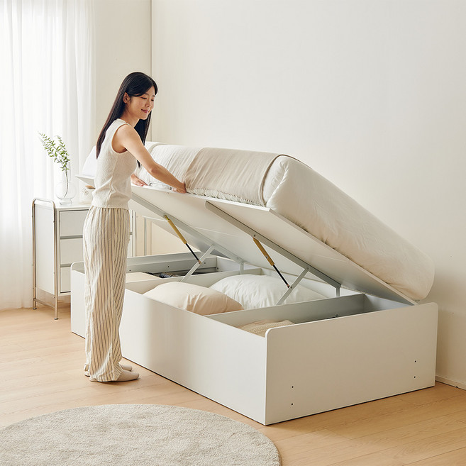 동서가구 마시스 무헤드 리프트업 벙커침대 Q 프레임 (매트리스 미포함) DF927907, 화이트