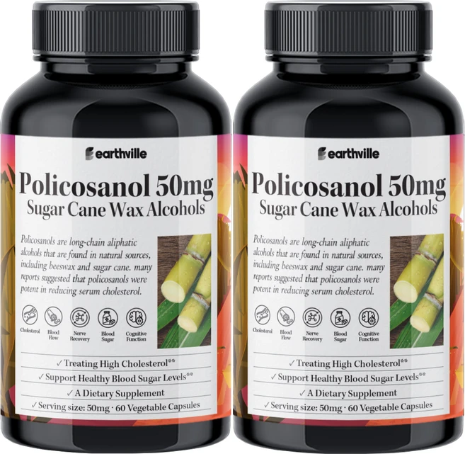 어스빌 폴리코사놀 50mg 사탕수수왁스알코올 옥타코사놀 10 20 베지캡슐, 60정, 2개 - 쿠팡