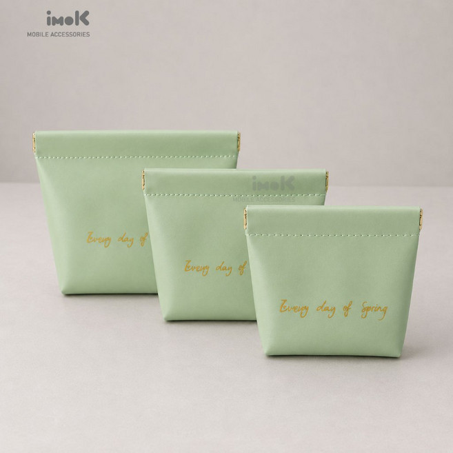 imok 彈片夾收納袋, 淺綠, 立體款, 小號, 1個